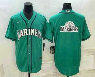 Mens Seattle Mariners Big Logo Green Stitched MLB Cool Base Nike Jersey->seattle mariners->MLB Jersey